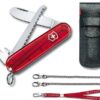 Kindertaschenmesser My first Victorinox Set mit Etui und Nackenband rot transparent