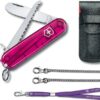 Kindertaschenmesser My first Victorinox Set mit Etui und Nackenband pink rosa traunsparent