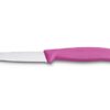 Gemüsemesser Swiss Classic 8cm mit Wellenschliff, Spitzklinge und pinkem Griff