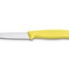 Gemüsemesser Swiss Classic 8cm mit Wellenschliff, Spitzklinge und gelbem Griff