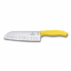 Santokumesser Swiss Classic mit gelbem Griff und Kullenschliff