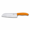 Santokumesser Swiss Classic mit orangem Griff und Kullenschliff