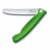 Faltbares Gemüsemesser Swiss Classic mit Wellenschliff grüner Griff