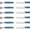 Swiss Modern Tafel-Besteckset 12-teilig (je 6 x Messer/Gabel) blauer Griff