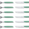 Swiss Modern Tafel-Besteckset 12-teilig (je 6 x Messer/Gabel) mint-grüner Griff