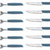 Swiss Modern Steak-Besteckset 12-teilig (je 6 x Steak-Messer/Gabel) blauer Griff