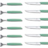 Swiss Modern Steak-Besteckset 12-teilig (je 6 x Steak-Messer/Gabel) mint-grüner Griff