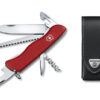 Großes Taschenmesser Forester rot mit schwarzem Leder-Etui
