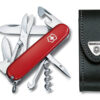 Mittleres Taschenmesser Climber rot mit scharzem Leder-Etui