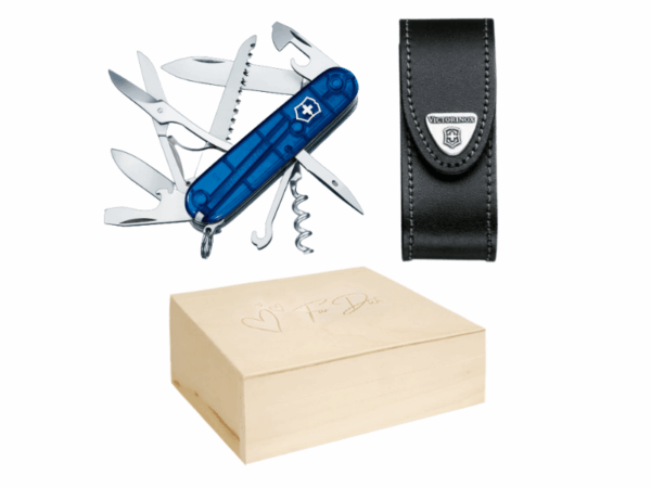 Mittleres Taschenmesser Set mit Etui BlauTransparent Valentinstag Box Geschenkset