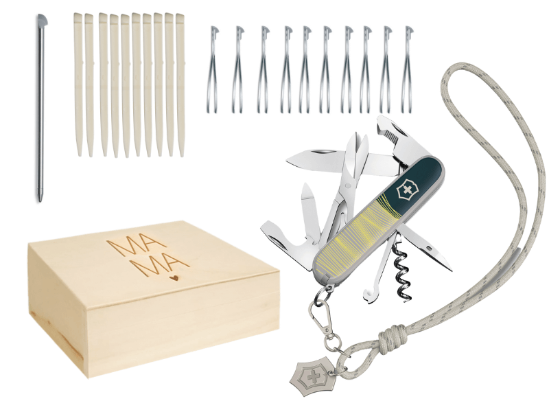 Mittleres Taschenmesser Live to Explore New York Style mit Ersatzteile Zahnstocher Pinzette Kugelschreiber in Muttertagsb Geschenkbox