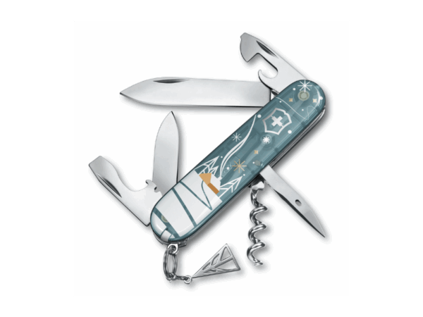 Mittleres Taschenmesser Weihnachten Spartan Winter Magic Limited Edition 2024 offen blau weiß
