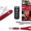 Kinder Taschenmesser Set My first Victorinox rot transparent mit Leder-Etui, Nackenband, Panzerkette und Taschenmbuch