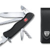Großes Taschemesser Forester mit Leder-Etui Set Schwarz