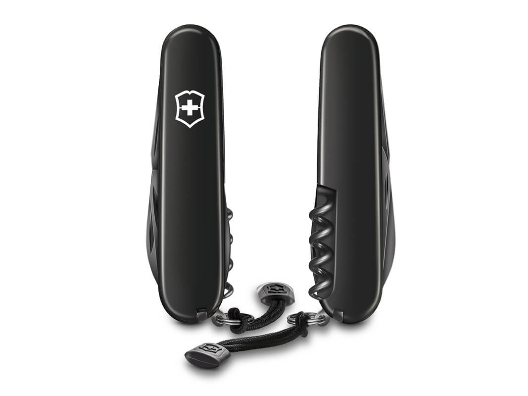 Mittleres Taschenmesser Spartan Onyx Black Schwarz mit Kordel