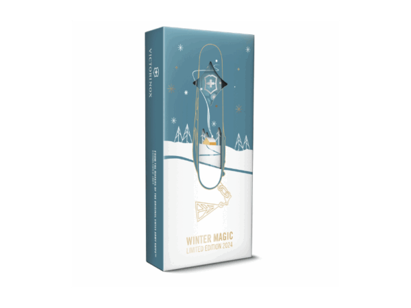 Mittleres Taschenmesser Weihnachten Spartan Winter Magic Limited Edition 2024 Geschenkverpackung blau weiß
