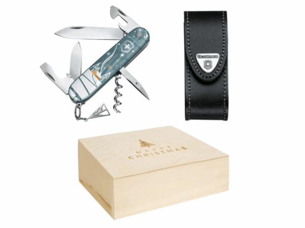 Mittleres Taschenmesser Spartan Winter Magic Set Limited Edition 2024 mit Etui und Geschenkbox Holz