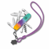 Mittleres Taschenmesser Companion Sydney Style Türkis Lila Orange bunt mit Nackenband lila