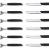 Swiss Modern Tafel-Besteckset 12-teilig (je 6 x Messer/Gabel) schwarzer Griff