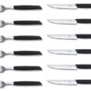 Swiss Modern Steak-Besteckset 12-teilig (je 6 x Steak-Messer/Gabel) schwarzer Griff
