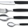 6.9093.12W.24 Swiss Modern Steak-Besteckset 24-teilig (je 6 x Messer/Gabel/Suppenlöffel/Kaffeelöffel) schwarzer Griff