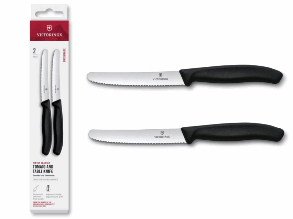 swiss classic gemüsemesser set 2 teilig 11 cm mit wellenschliff schwarz