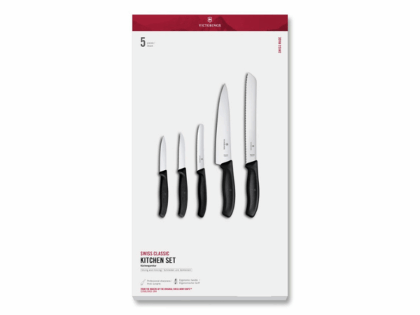 5-teiliges Küchenmesser Set Swiss Classic schwarzer Griff in Geschenkverpackung
