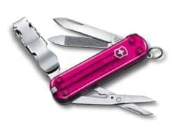 Kleines Taschenmesser Nailclip rosa transparent