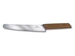 Brot- und Konditormesser Swiss Modern 22cm mit Wellenschliff und braunem Holzgriff