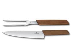 Tranchierset Swiss Modern 2-teilig mit braunem Holzgriff