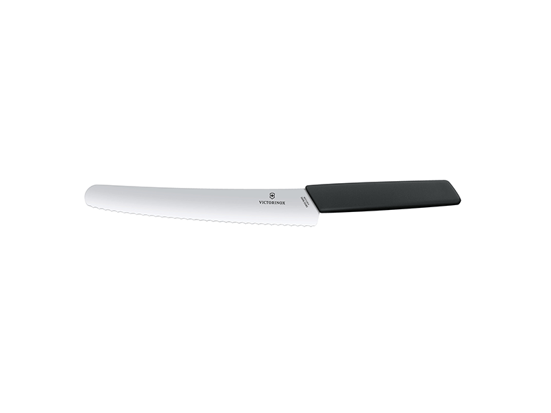 Brot- und Konditormesser Swiss Modern schwarz 22cm Wellenschliff
